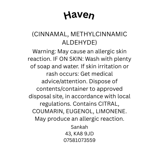CLP safey and allergen information label