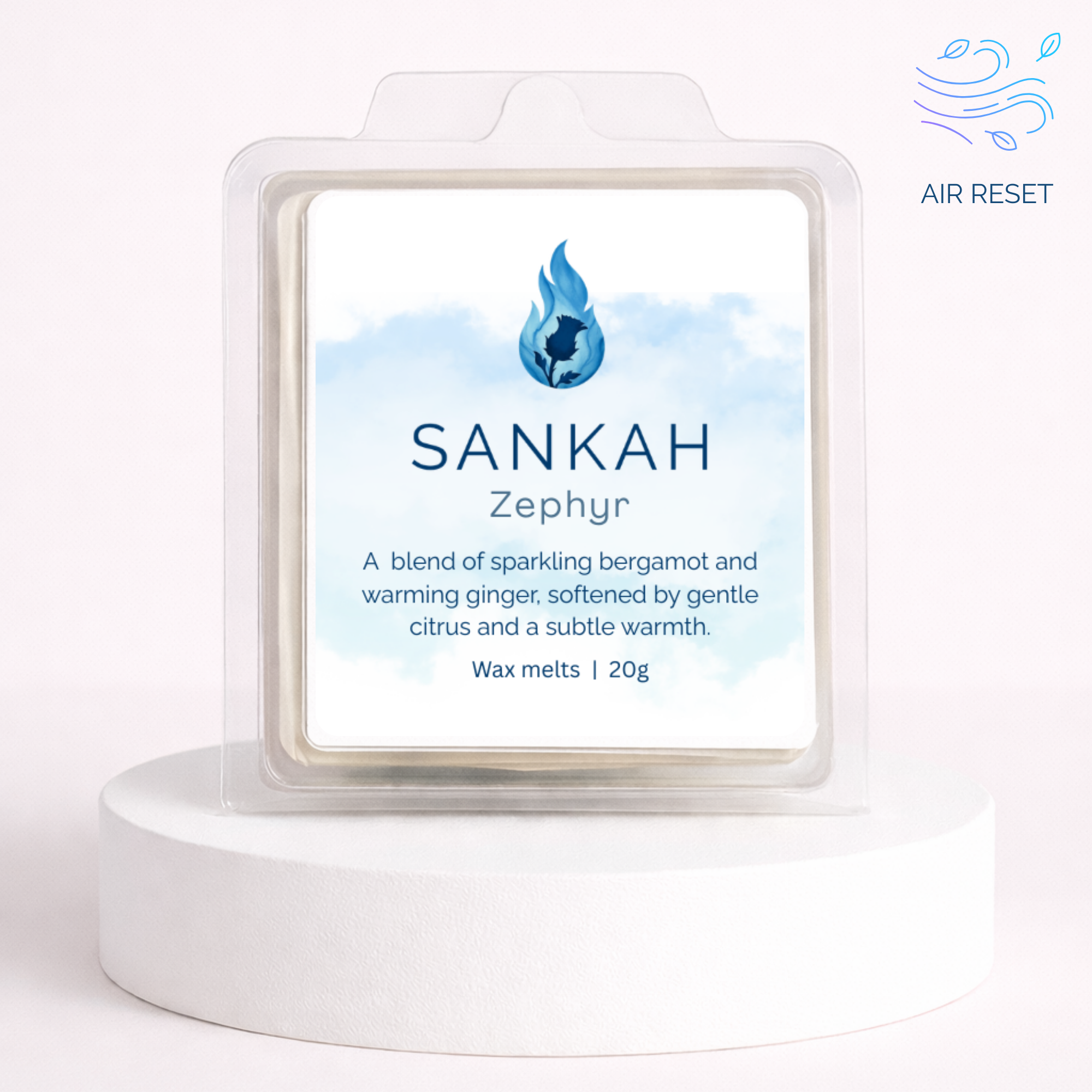 Sankah Zephyr wax melt packaging on a white background